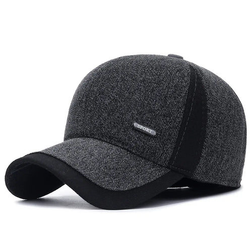 Auturnn Thick Warm Men Winter Baseball Cap With Ear Flaps, Ideal