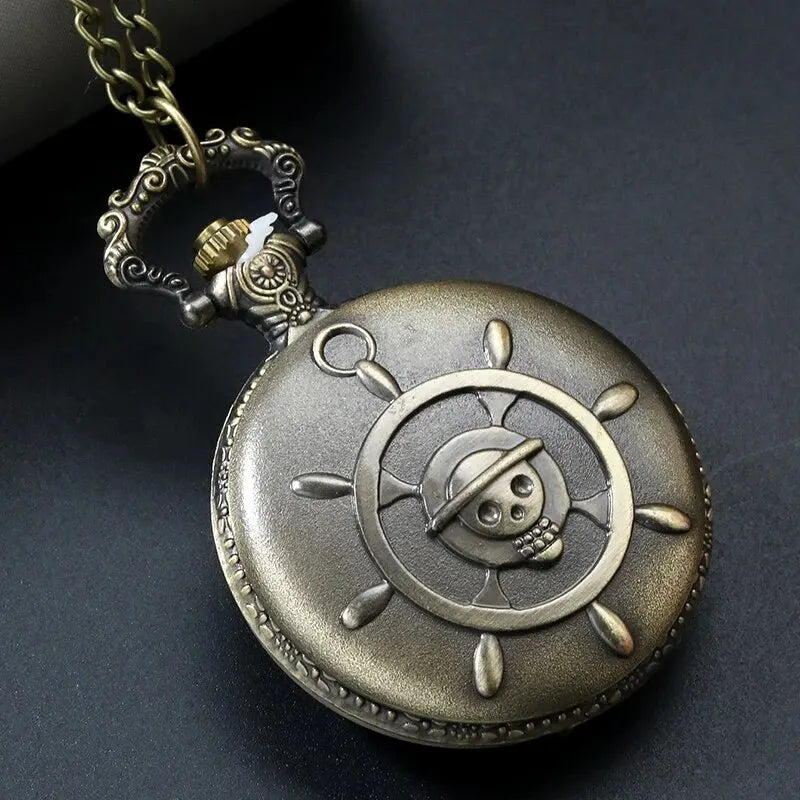 Retro Punk Pirate Captain Double Knife Quartz Pocket Watch with