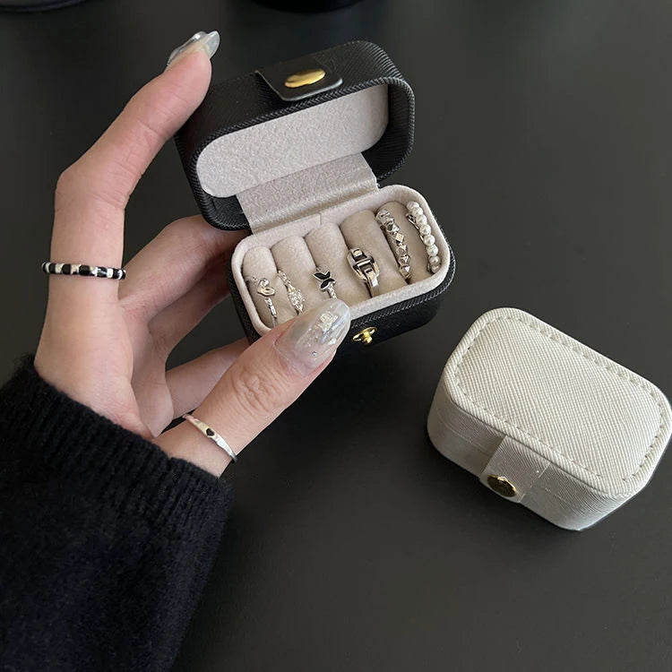 Mini Portable Small Jewelry Storage Bag Travel Simple Leather Ring