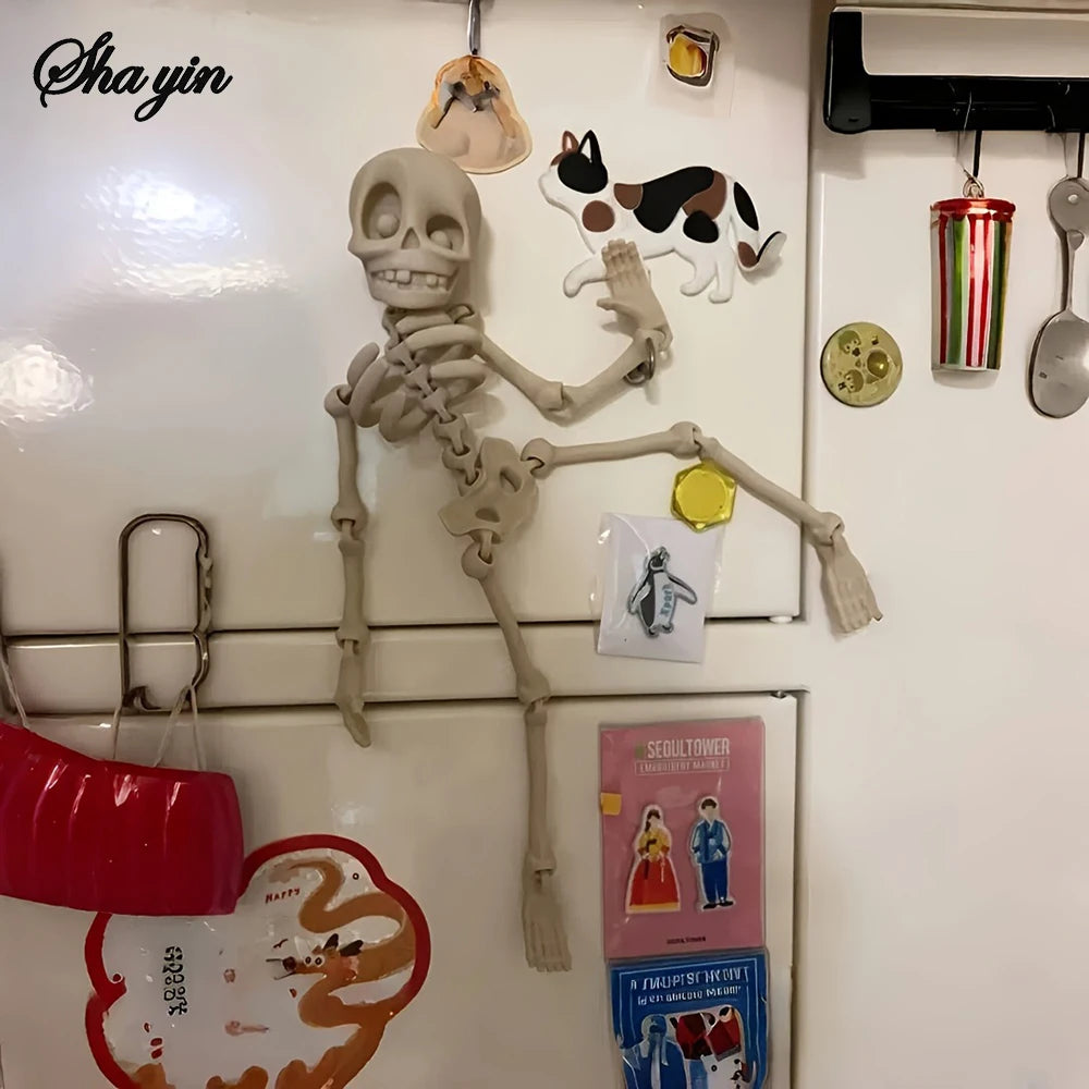 1Pc Magnetic Poseable Skull Fridge Magnet Funny Halloween Gift Easter