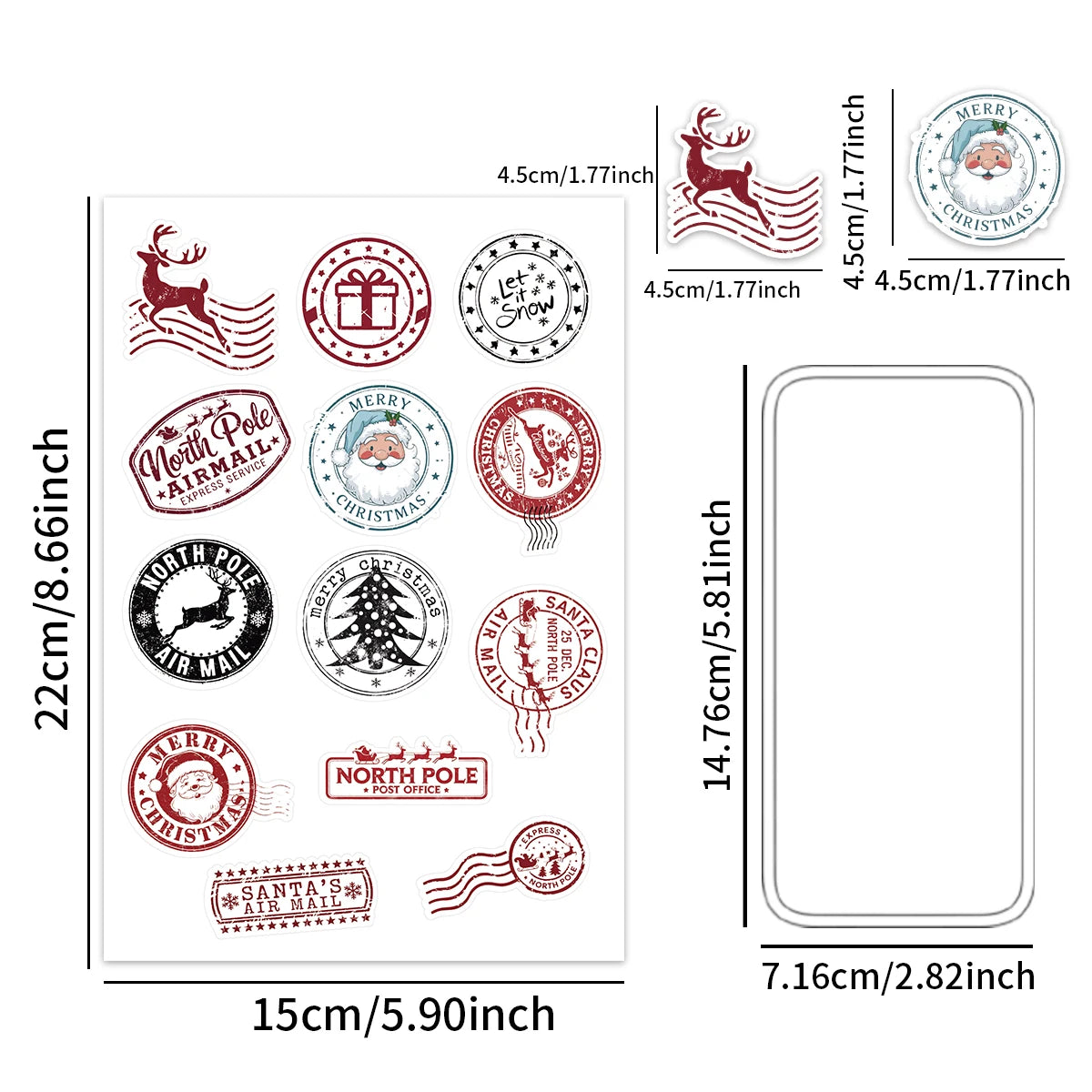 50pcs Christmas Stamps Graffiti Stickers for Envelope,DIY