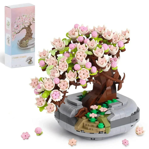 Mini Plant Bonsai Building Block Flower Plant Cherry Blossom Tree
