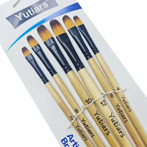 Yutiars Professional Artist Paint Brush Set - 6 PCS, Nylon Bristles