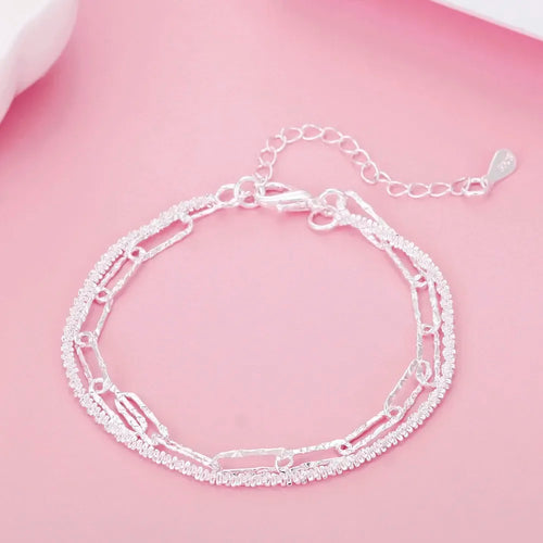 Fine 925 Sterling Silver Noble Nice Chain Solid Bracelet for Women Men