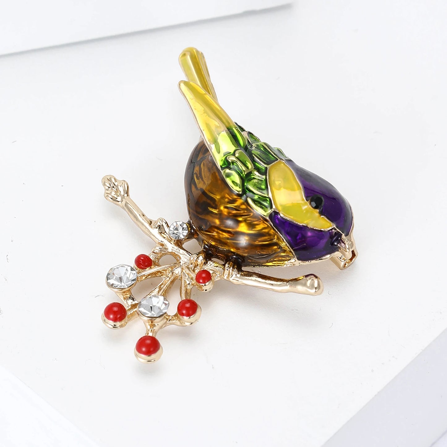 Trendy Enamels Birds Brooches for Women Unisex Animals Rhinestones