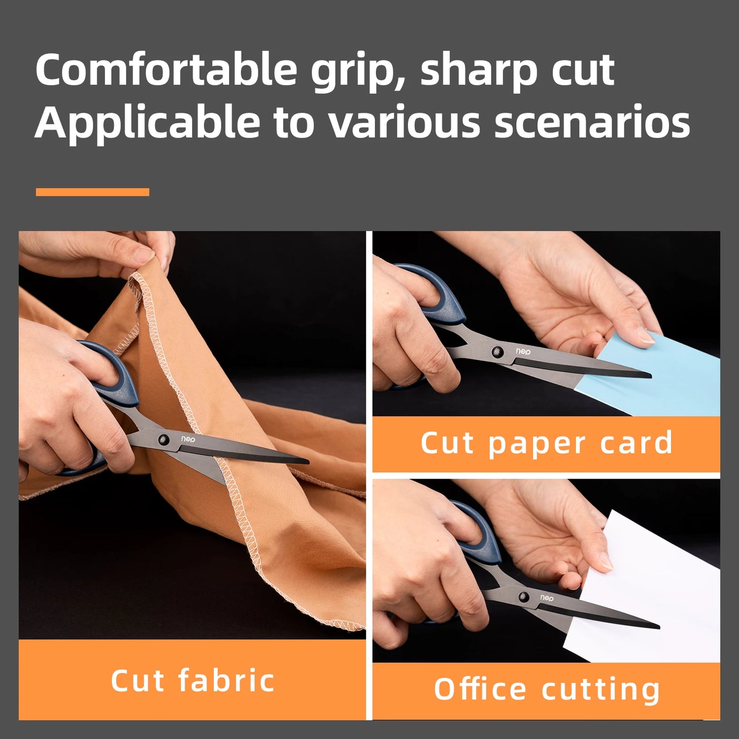 DELI Professional Office Scissors 180mm Heavy Duty Scissors with Black