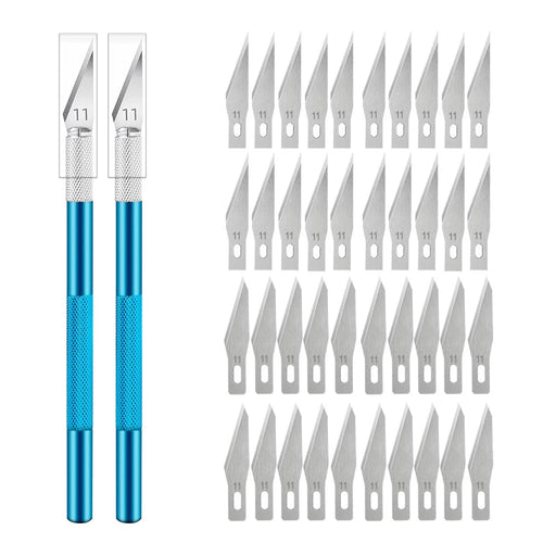 Engraving Non-Slip Metal Knife Kit + 40/10pcs #11 Blades Cutter Craft