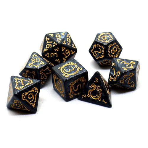 7-piece Dragon Pattern DND Dice Set, Multi sided D4 D6 D8 D10 D12 D20