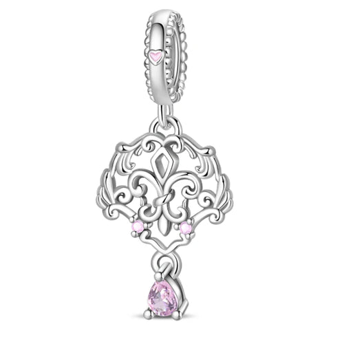 Classic Silver Plated Lotus Guardian Angel Heart-Shaped Zircon Charms