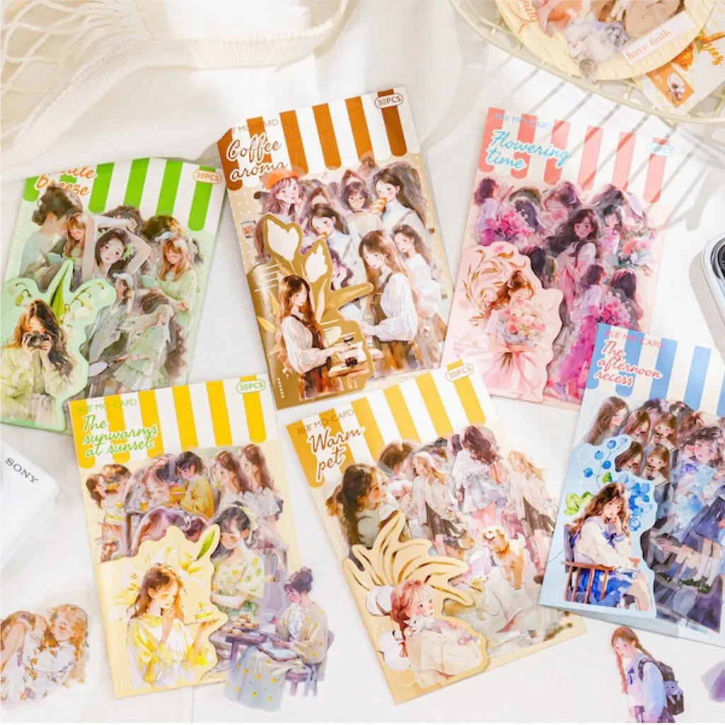 30pcs/pack Cute Cartoon Stickers DIY Scrapbooking Collage Junk Journal