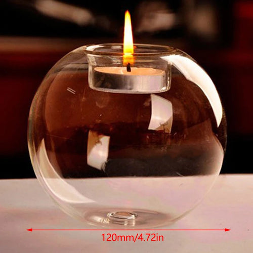 Transparent Glass Candle Holder European Glass Round Candle Holder