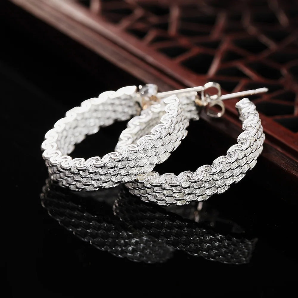 Popular fine 925 Sterling Silver charms stud Earrings for Women