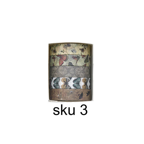 5 rolls of boxed romantic flower handbook tape, cute DIY fresh