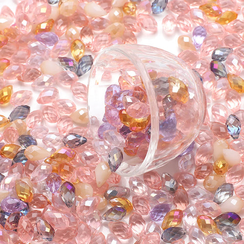 30Pcs/Lot Green Crystal Glass Faceted Teardrop Loose Beads Crafts