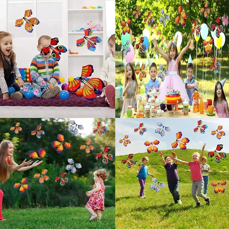 10PCS Random Color Magic Flying Butterfly Wind Up Toy Bookmark