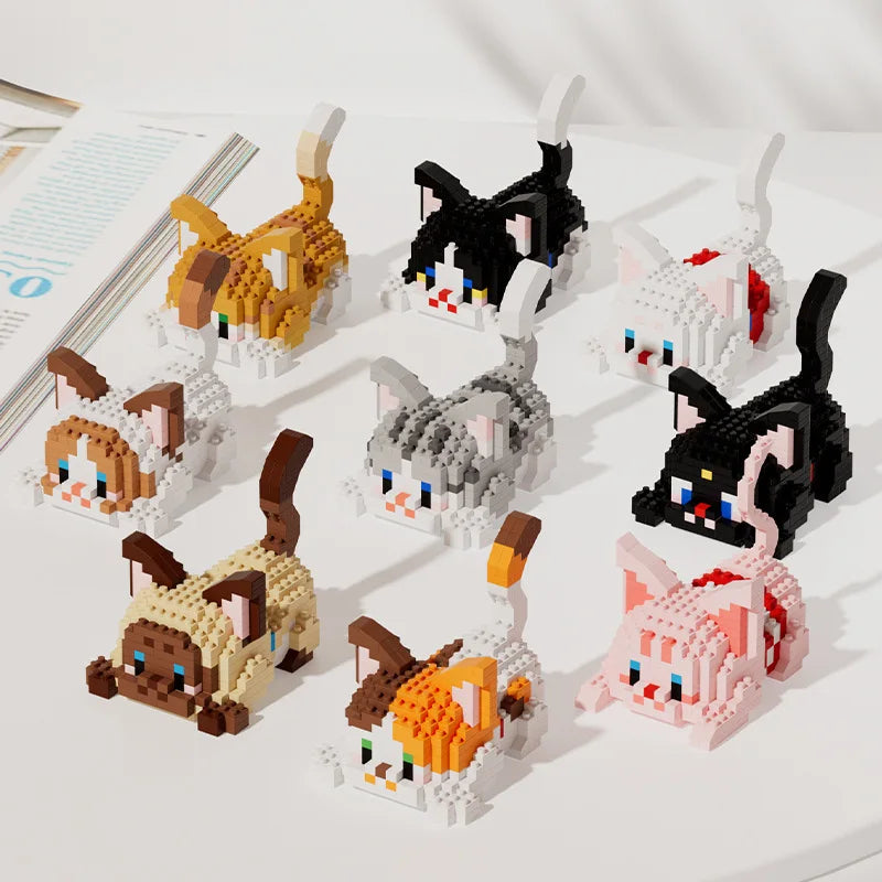 NEW DIY Cute Cat Pets Orange Puppet Silver Gradual Layer Cow Building