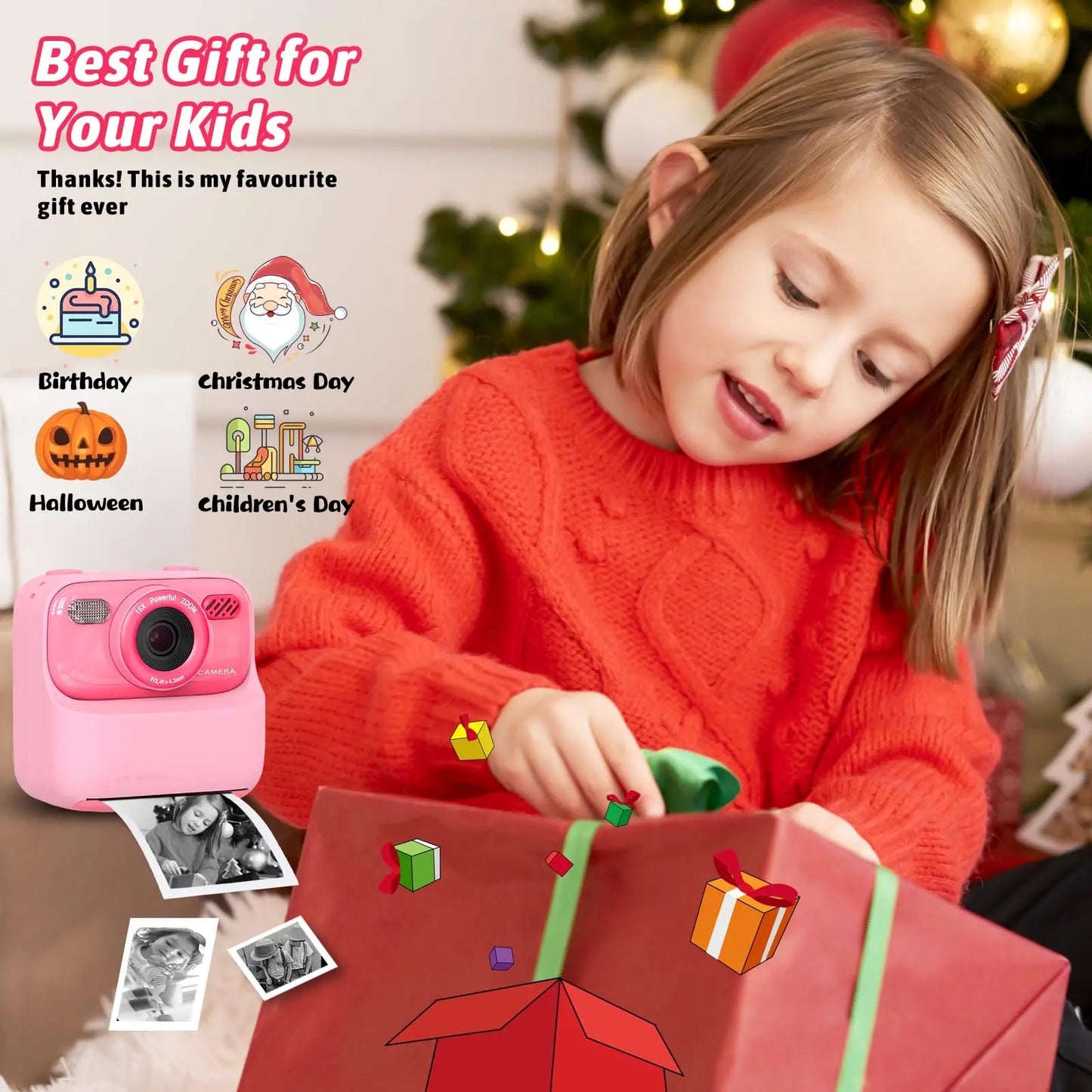 AMORUS Kids Camera Instant 1080P HD Dual Lens Selfie Digital Camera