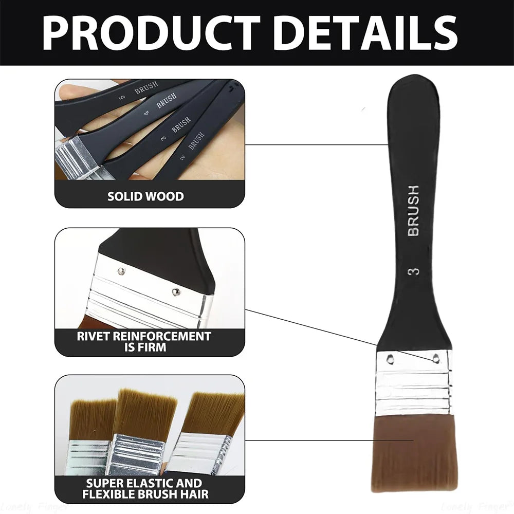 Paint Brush, Flat Bright Paint Brushes Craft Basecoating Paint Brushes