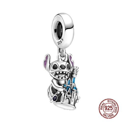 New S925 sterling silver Disney Mickey Mouse pendant bead suitable Fit
