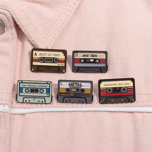 Tape Radio Metal Badge Clothing Music Matching Fashion Clothes Lapel