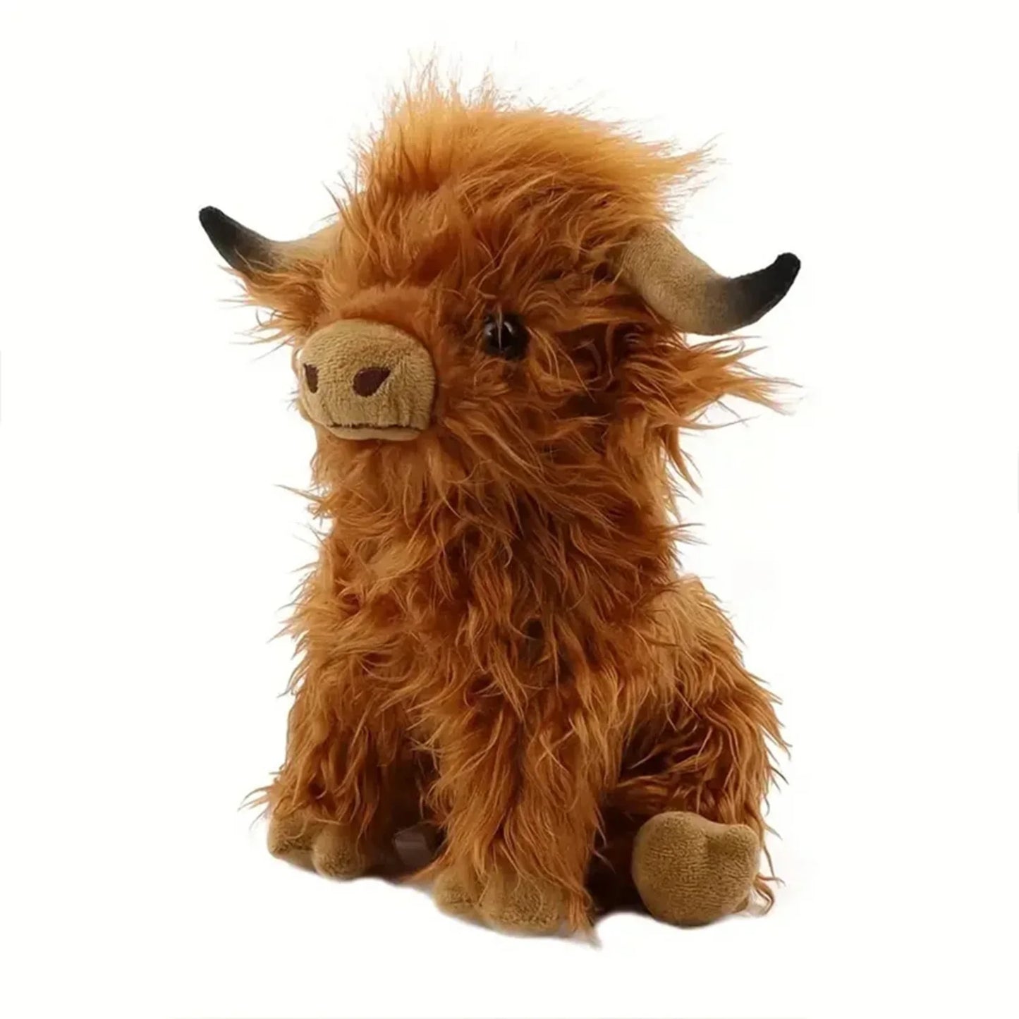30cm Simulation Kyloe Cream Highland Cow Animal Plush Doll Soft