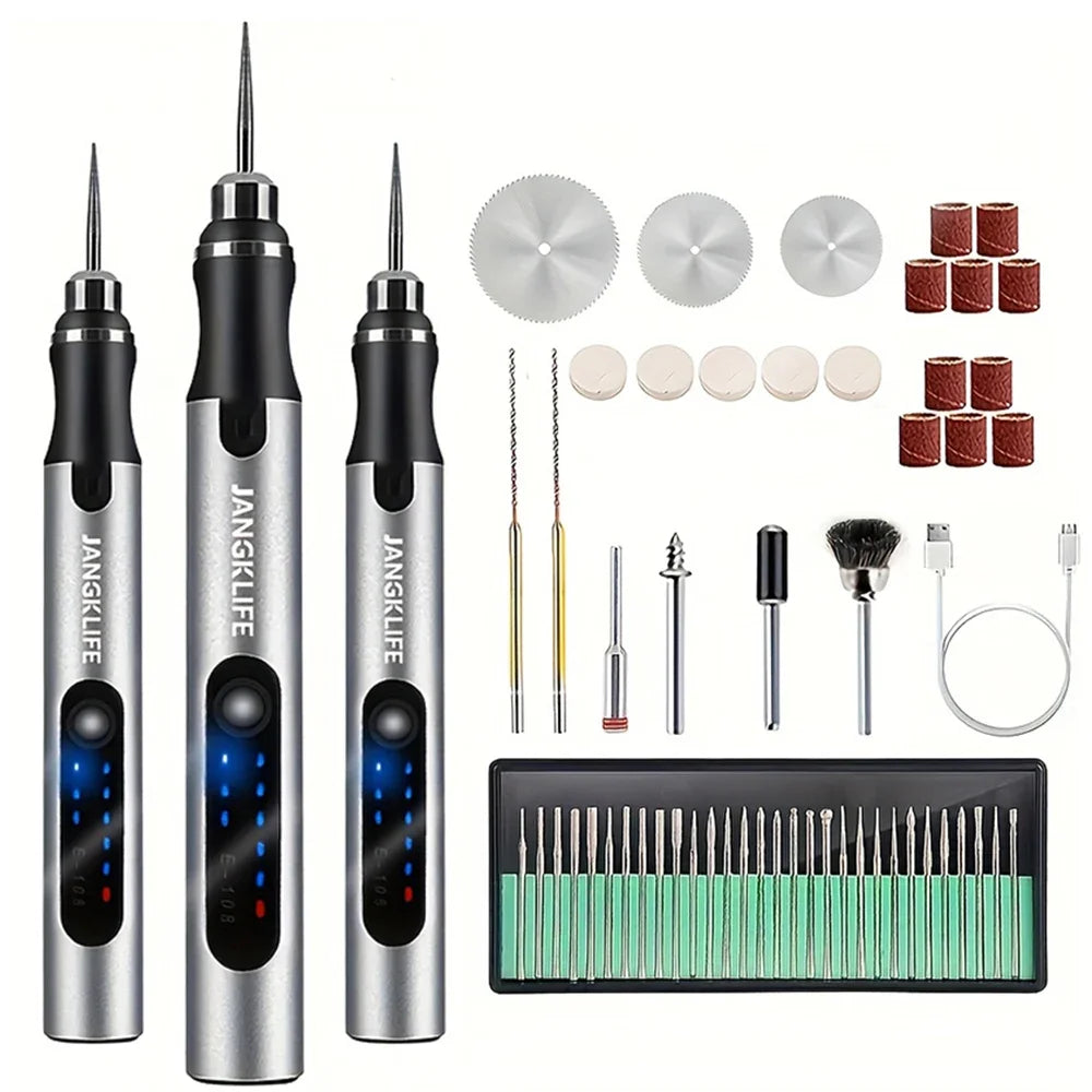 USB Cordless Rotary Tool Kit Woodworking Engraving Pen DIY For Jewelry