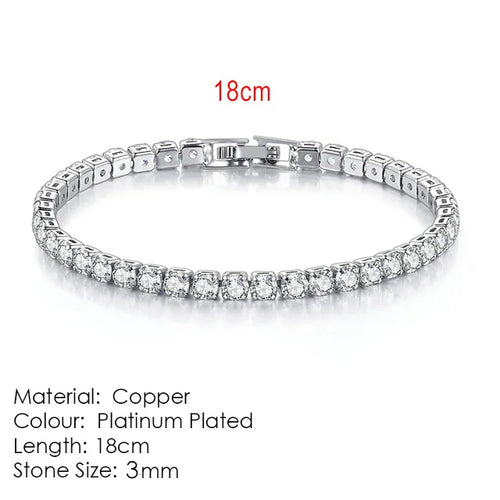 Silver Color 2.5/3/4/5mm Zircon Tennis Bracelet For Women Men Dazzling