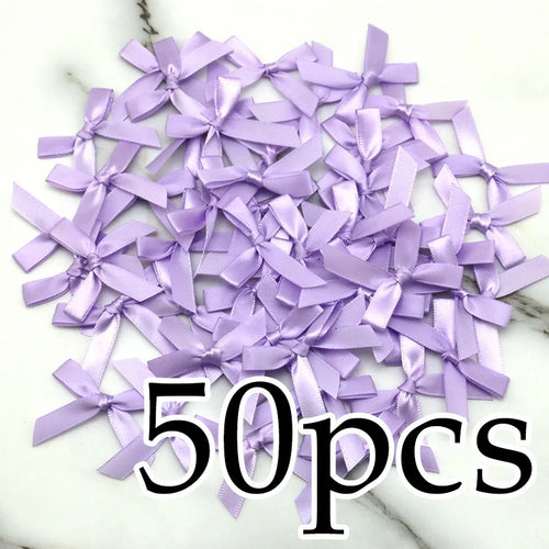 (50 Pcs) 4*4cm Colourful Ribbon Bows Small Size Polyester Satin Ribbon