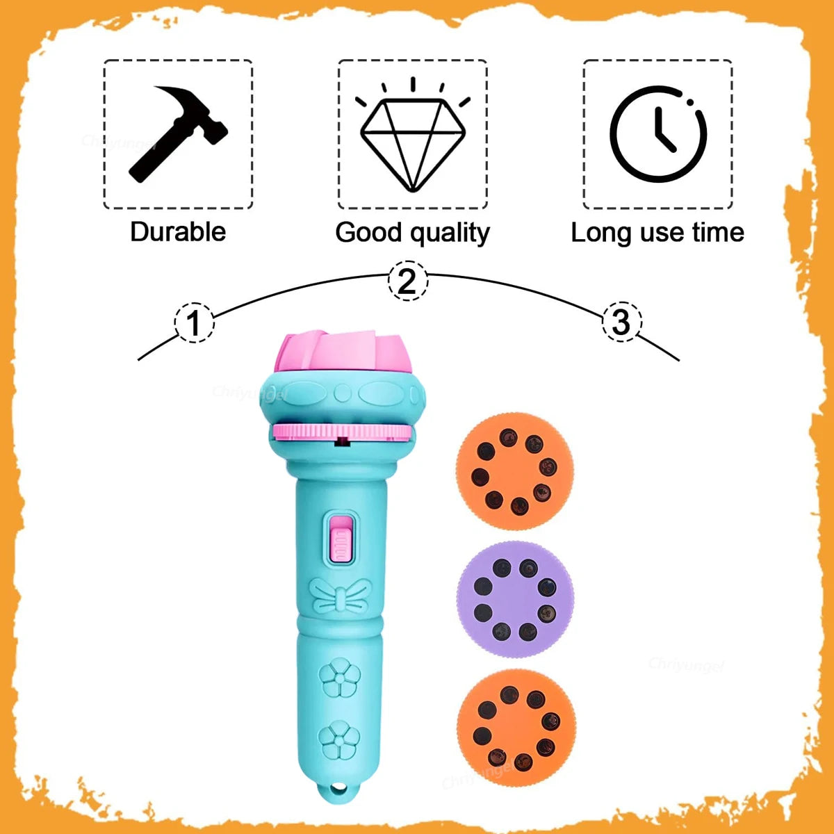 Projector Flashlight for Kids 10 Cards 80 Patterns Bedtime Toys