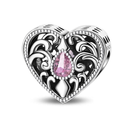Classic Silver Plated Lotus Guardian Angel Heart-Shaped Zircon Charms
