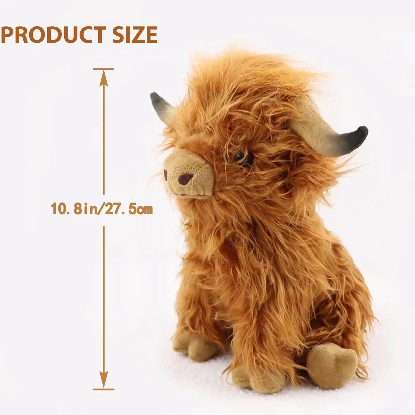 25cm Simulation Highland Cow Plush Animal Doll Soft Stuffed Highland
