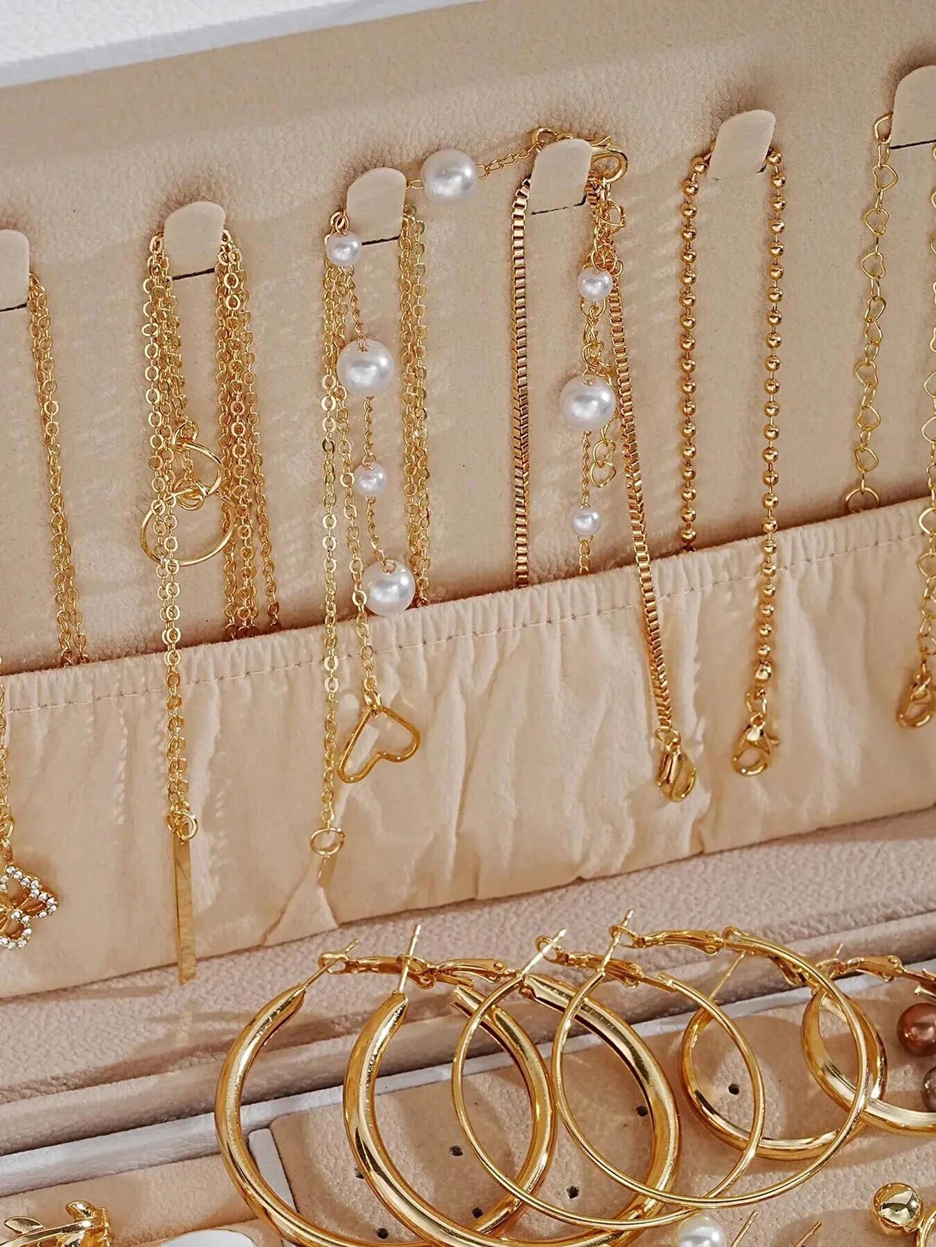 86pcs/Set Elegant Pearl Earrings Multi-Layered Necklace Ear Studs