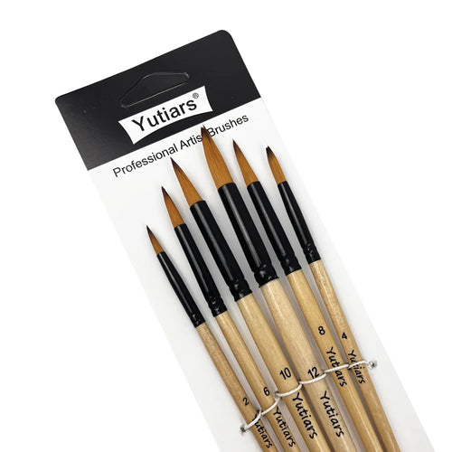 Yutiars Professional Artist Paint Brush Set - 6 PCS, Nylon Bristles