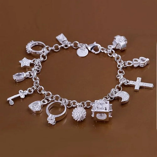 Fine 925 Sterling Silver Noble Nice Chain Solid Bracelet for Women Men