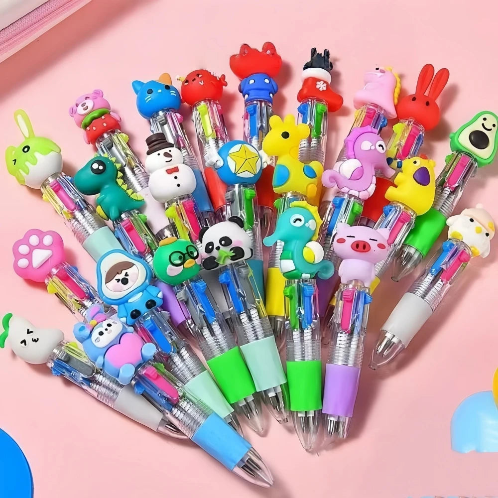 5-30 Pcs Cute Cartoon Four-color Pen for Kids Birthday Kindergarten