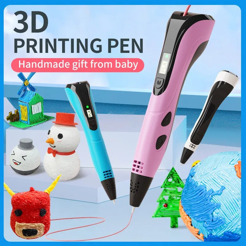 2025 Children 3D Printing Pen with LED Screen 100M PLA Power Adapter