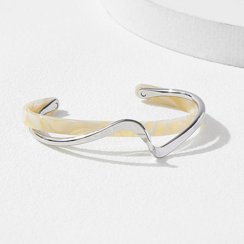White Shellfish Bracelets Board Bend Metal Bangles Womens Hand