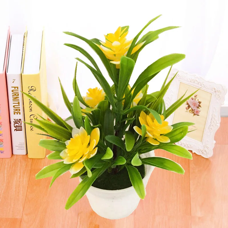 Artificial Flowers Plant Pot Simulate Fake Plastic Flowers Home Office