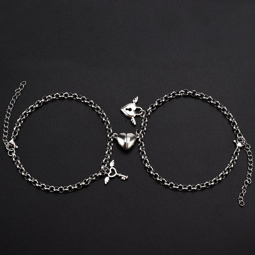 2Pcs/set Magnet Couple Bracelets Heart Attraction Bracelet Stainless