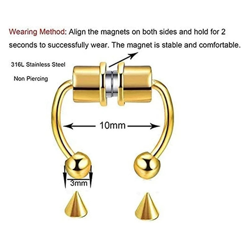 5pcs Stainless Steel Magnet Fake Nose Ring Hoop Fake Piercing Hoop