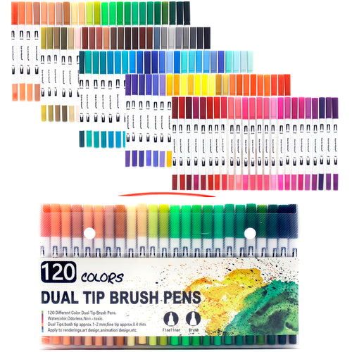 12-168 Colors Dual Brush Pens Art Markers Watercolor Fine and Brush