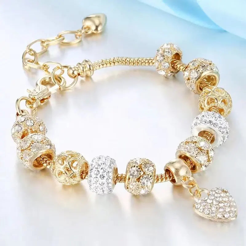 1PC Women's Fashion Multi Element Beaded Love Pan Family Bracelet
