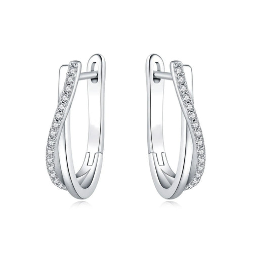 925 Silver Star Twisted Line Earrings Jewelry Versatile Hoop Earrings