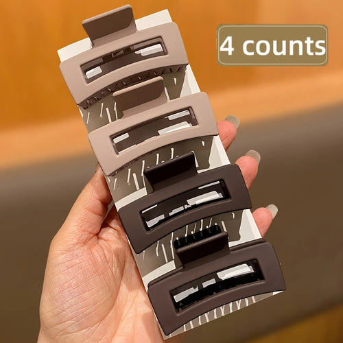 4PcsCoffee Color Medium-Sized Square Hair Clips, Suitable for Daily