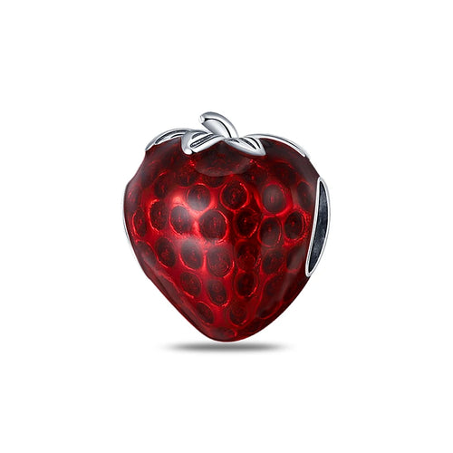 New 925 Silver Color Strawberry Cherry Fruit Series Charms Beads Fit