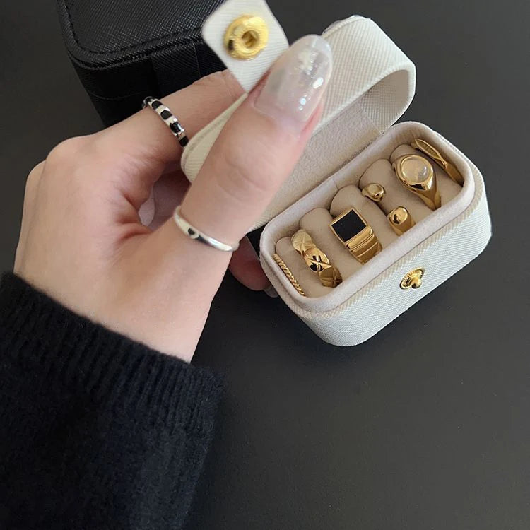 Mini Portable Small Jewelry Storage Bag Travel Simple Leather Ring