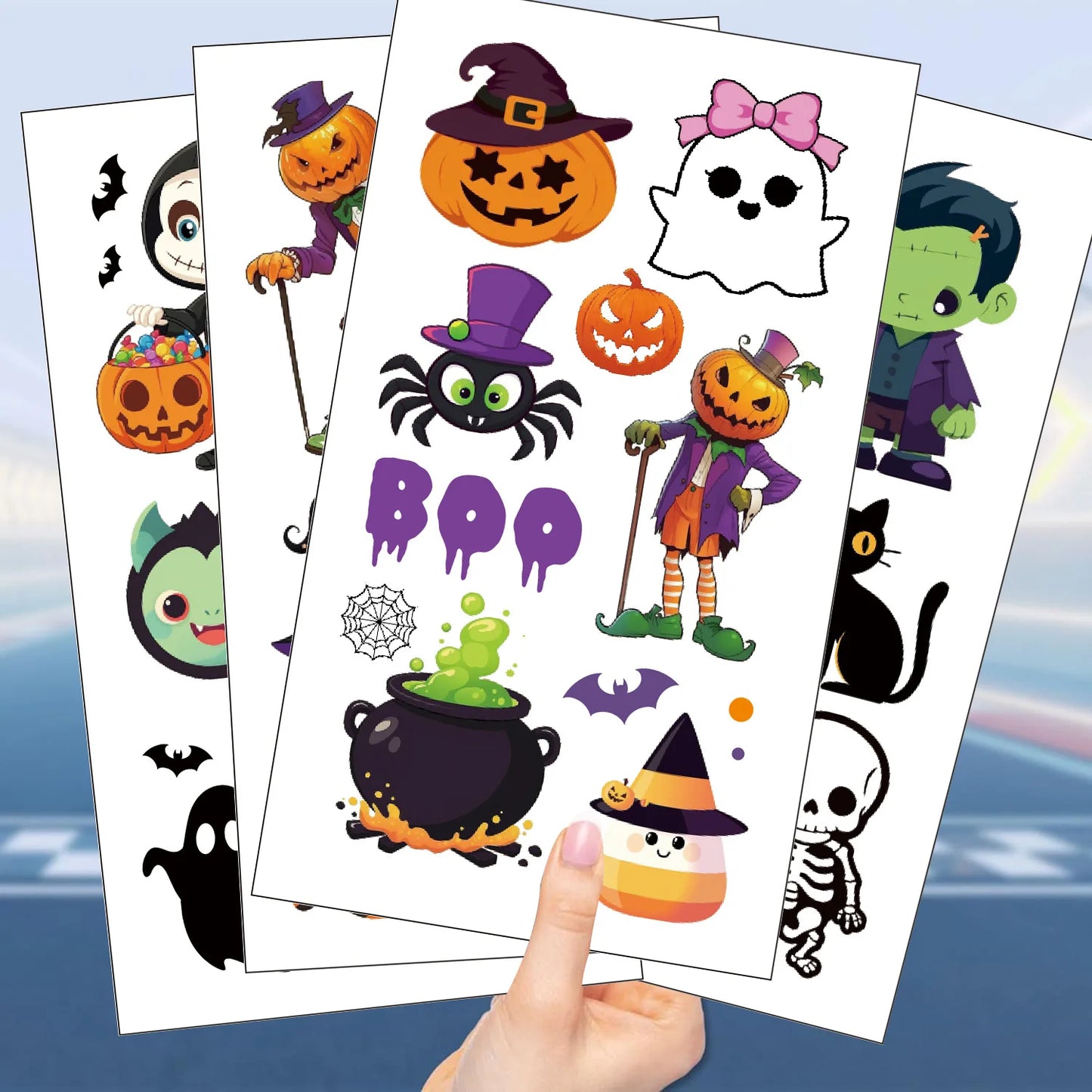 10 Sheets Halloween Pumpkins Tattoo Sticker Temporary Fake Tattoo Arm