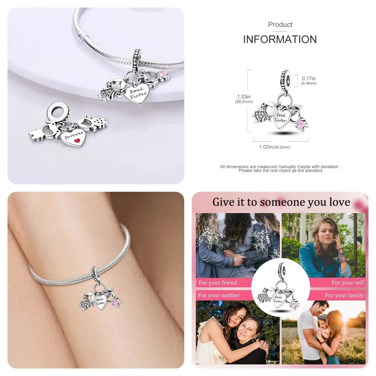 MULA 1PC Silver Plated Dangle Charms Fit Original Snake Chain Charm