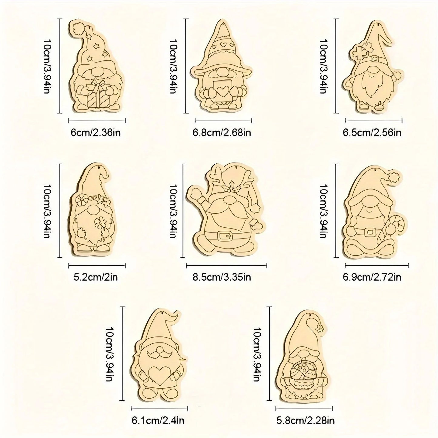16pcs/set Elf Gnome Series Wooden Hanging Craft Kit DIY Painting