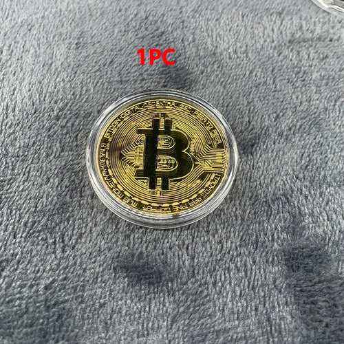 Gold Plated Bitcoin Coin Collectible Art Collection Gift Physical